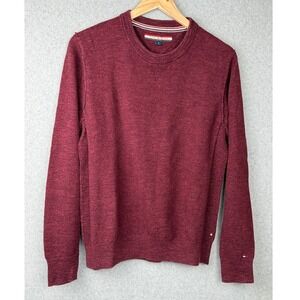 Tommy Hilfiger Mens Burgundy Cotton Crewneck Sweater Size M
